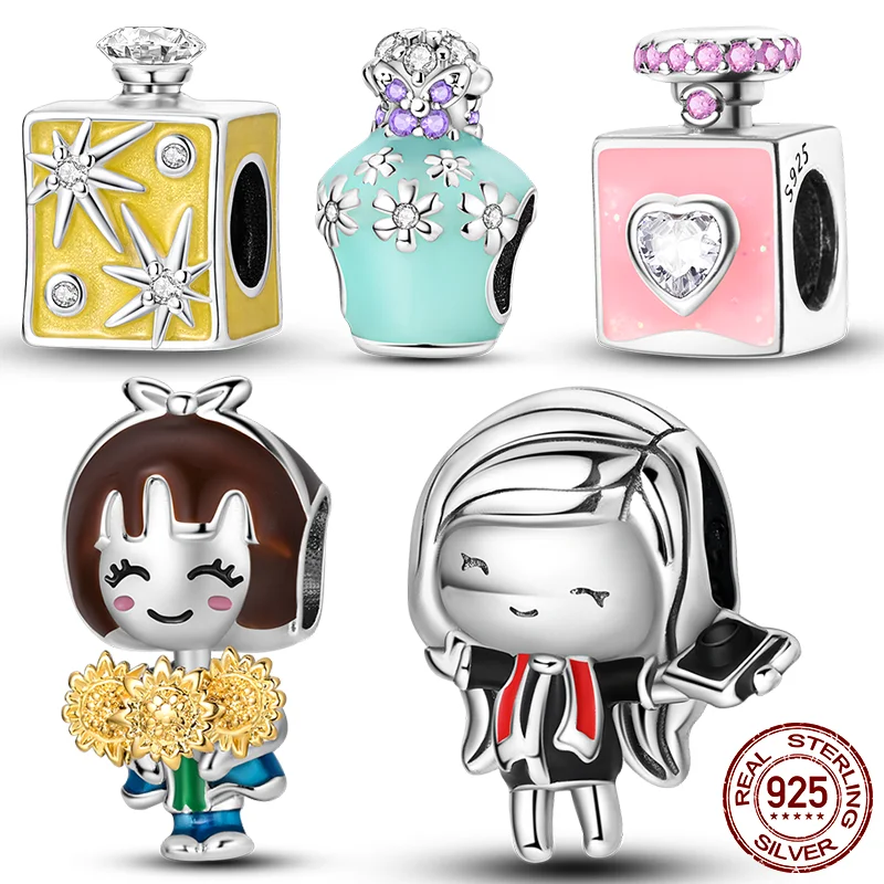 

Новые парфюмерные бусины из стерлингового серебра 925, милые подвески для девочек, подходят для оригинального браслета для женщин, изготовление ювелирных изделий