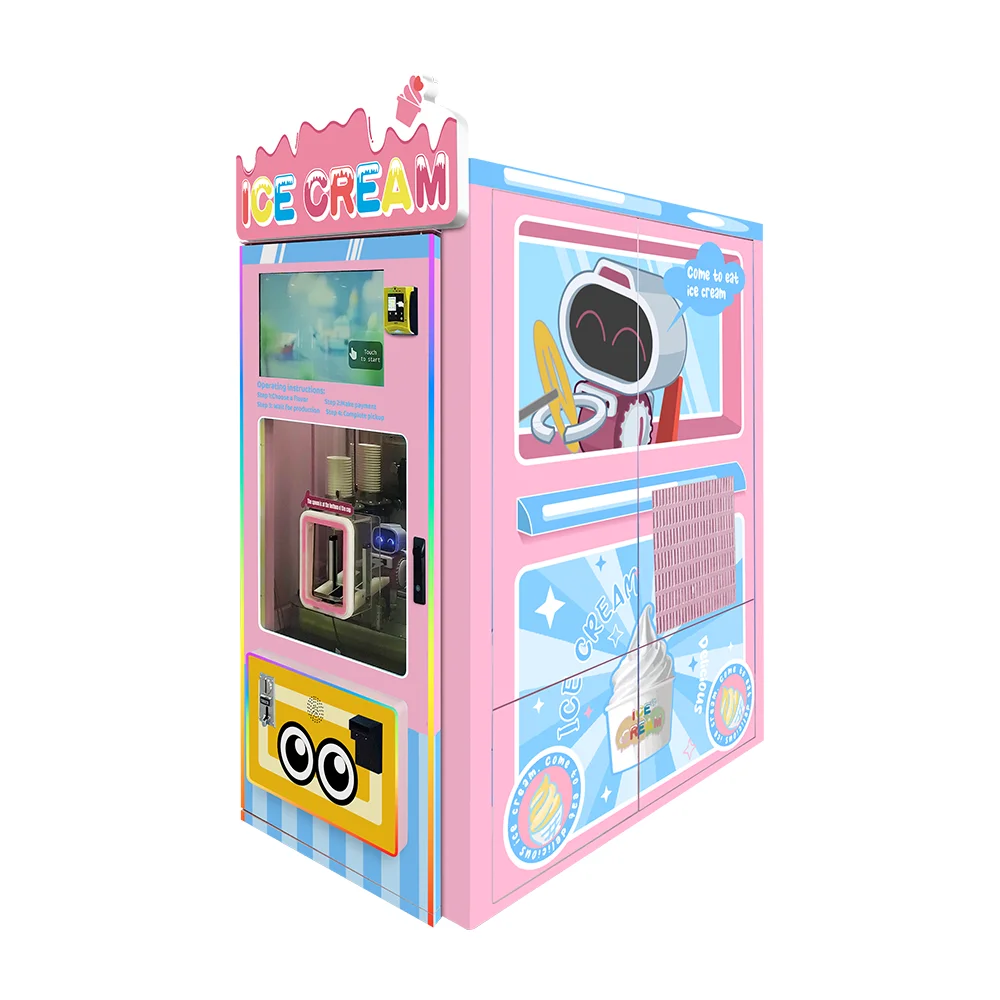 Customized 2025 New Commercial Self Service Ice Cream Vending Machine Fully Automatic Soft Serve System Business Package