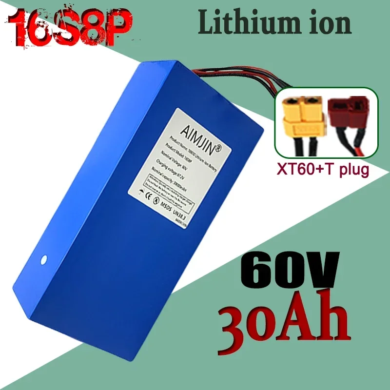 

60V 30Ah battery 16S8P 3000W 67.2V lithium battery with built-in BMS high-power lithium-ion battery pack