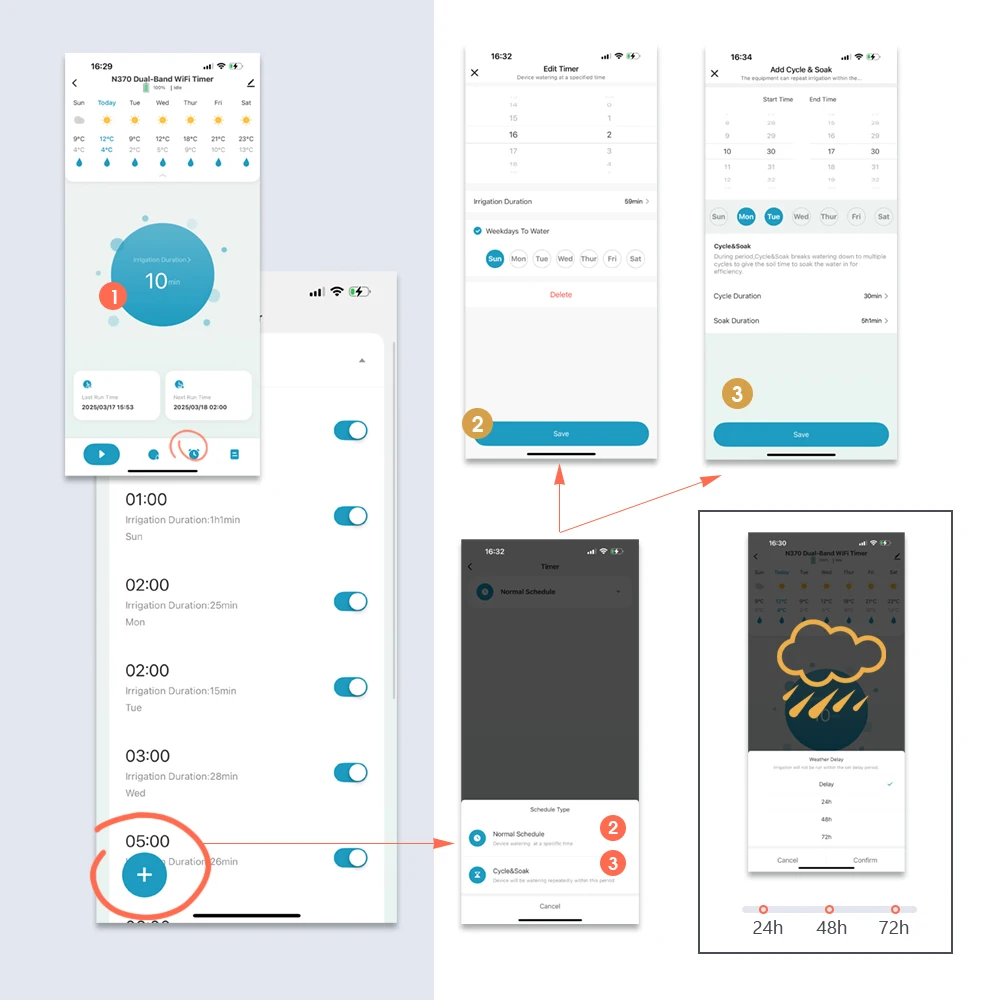 N370 ثنائي النطاق واي فاي مؤقت مياه الري الذكي 5 جيجا هرتز و 2.4 جيجا هرتز نظام الرش التحكم عن بعد أليكسا جوجل مساعد متوافق