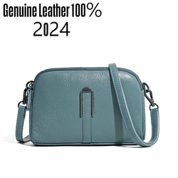 100% Genuine Leather Women's Bag Handbag 2024 Luxury Cow Leather Women Shoulder Crossbody Bag Fashion Female Messenger Phone Bag