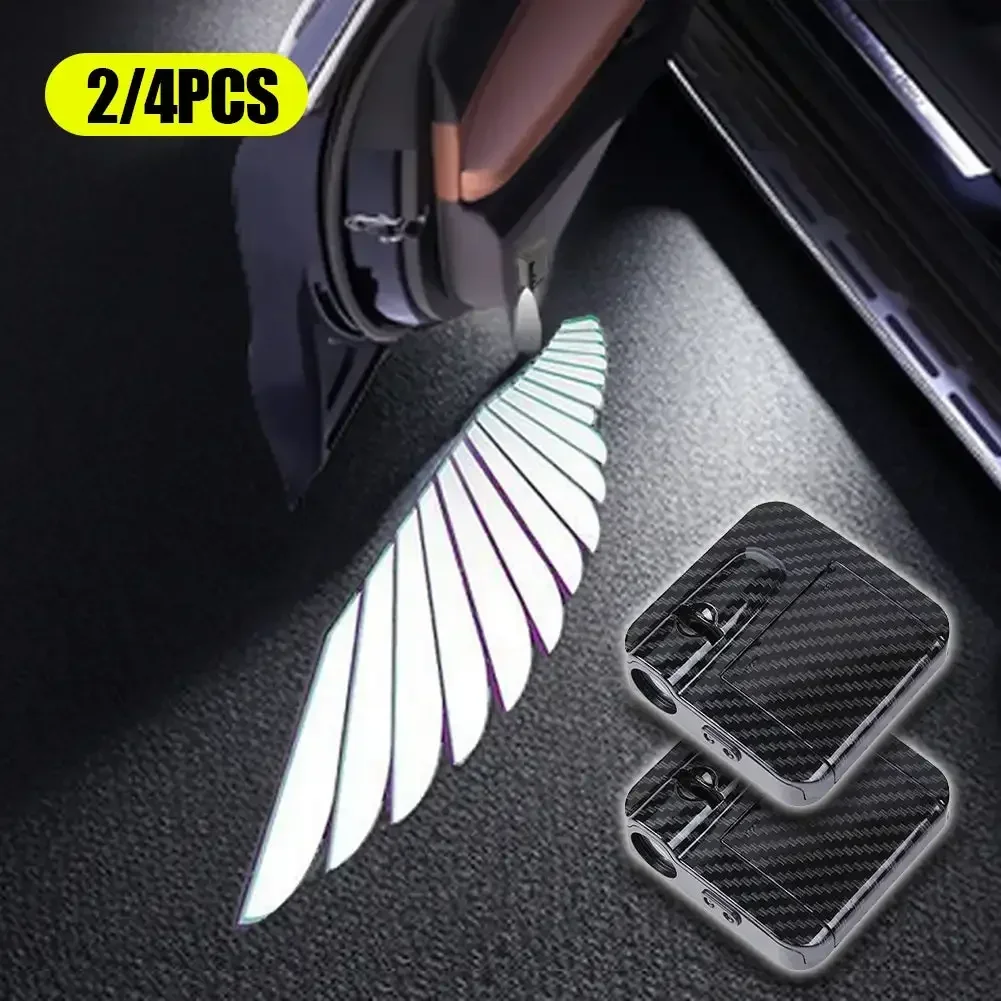 2pcs Car Angel Wings Wireless Courtesy Car Door Projector LED Shadow Lights Lamp Car Accessories for Univers-al Vehicle Models