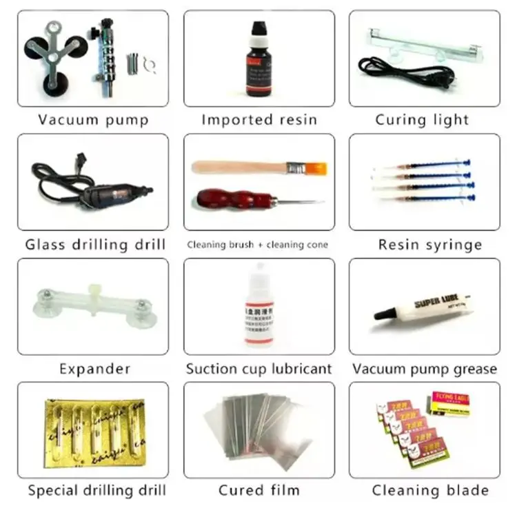 Kit de reparo de para-brisa de reparo de vidro quebrado de automóvel para rachaduras e arranhões de pára-brisa automotivo