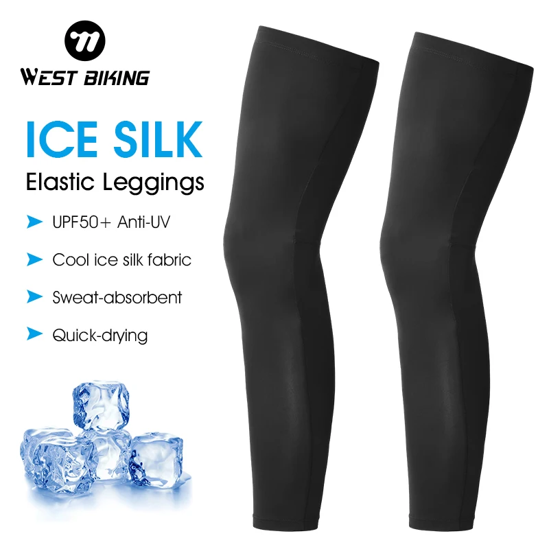 

WEST BIKING Ice Silk Cycling Leg Sleeves UPF50+ Anti-UV Summer Cool Leggings Outdoor Sports Runing Fitness Leg Protector Sleeves