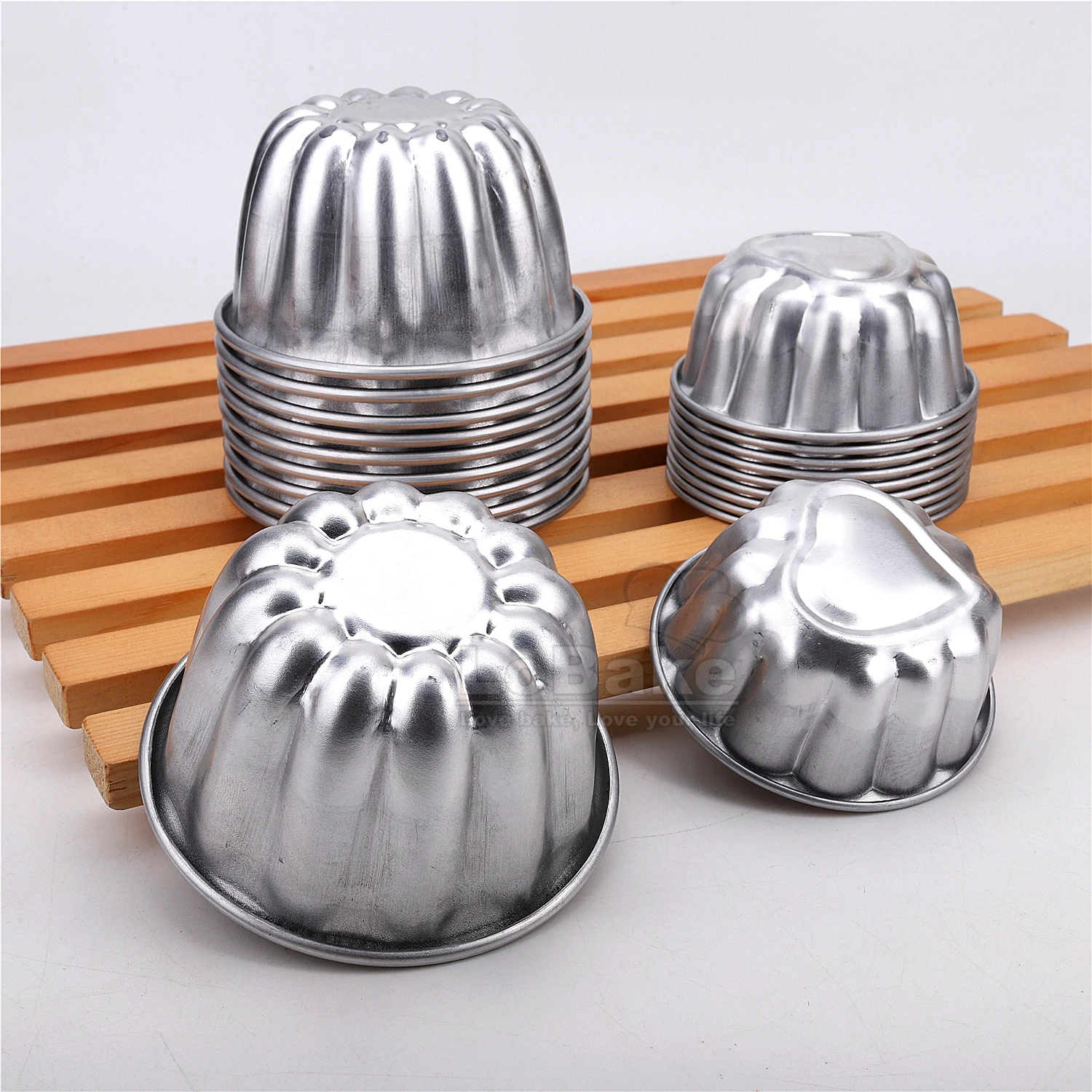 2 Designs Flower Heart Pumpkin Shape Aluminum Cake Mold Metal Pudding Holder Cupcake Cheese Mousse Pan DIY Baking 10pcs A lot