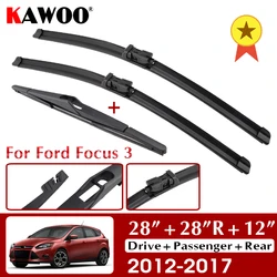 KAWOO Wiper Front Rear Wiper Blades Set For Ford Focus 3 2012-2017 2016 Windshield Windscreen Front Rear Window 28