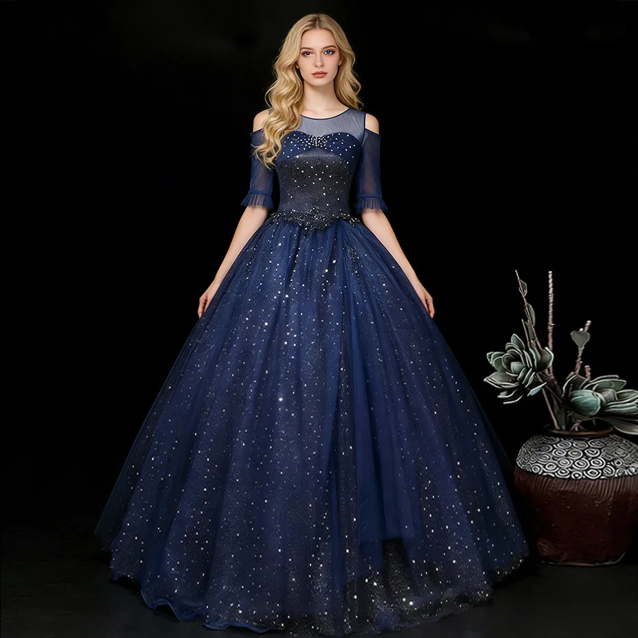Vestido de Fiesta Barato Ashley Gloria, Vestidos de Quinceañera con Media Manga, Vestido de Gala Clásico para Cumpleaños, Vestido de Graduación Personalizado