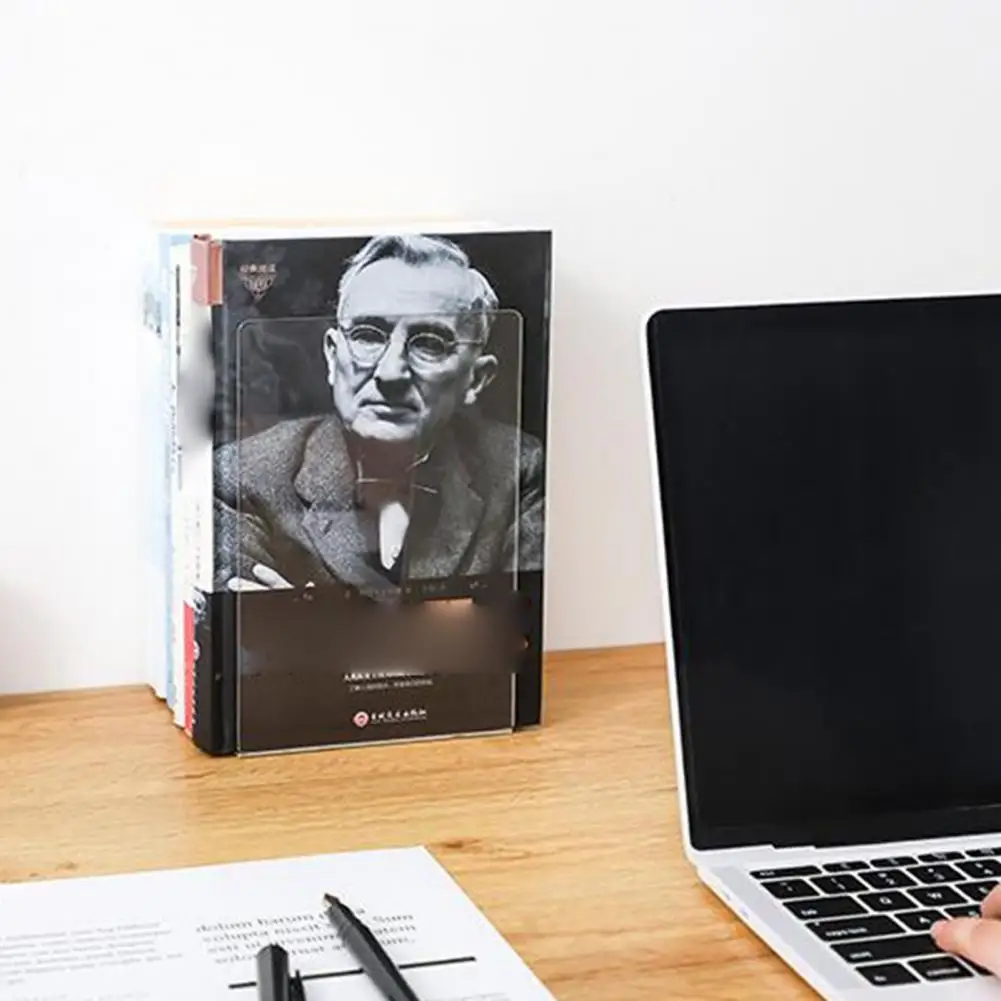 1Pc Durable Book Stopper Non Skid Lightweight  Bookshelf Stand L-shaped Bookend   for Book  Book Support Stand