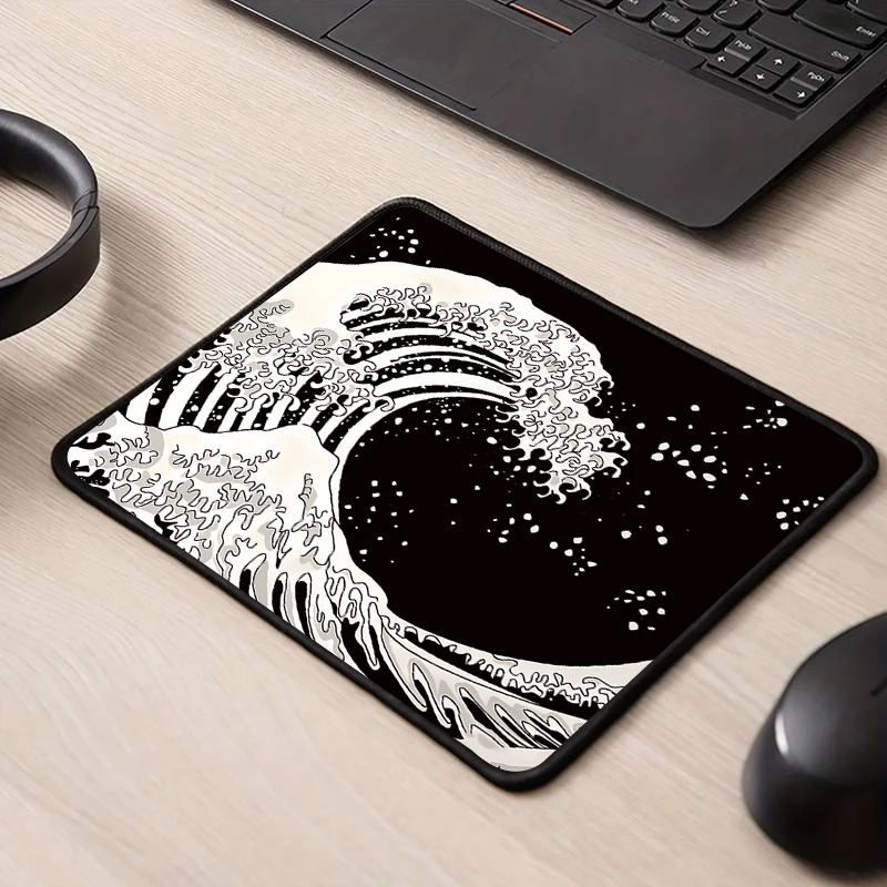 

Black and White Great Wave Small Mouse Pad 20x24cm PC Gamer Cabinet Office Accessories Computer Desk Mat Gaming Mousepad