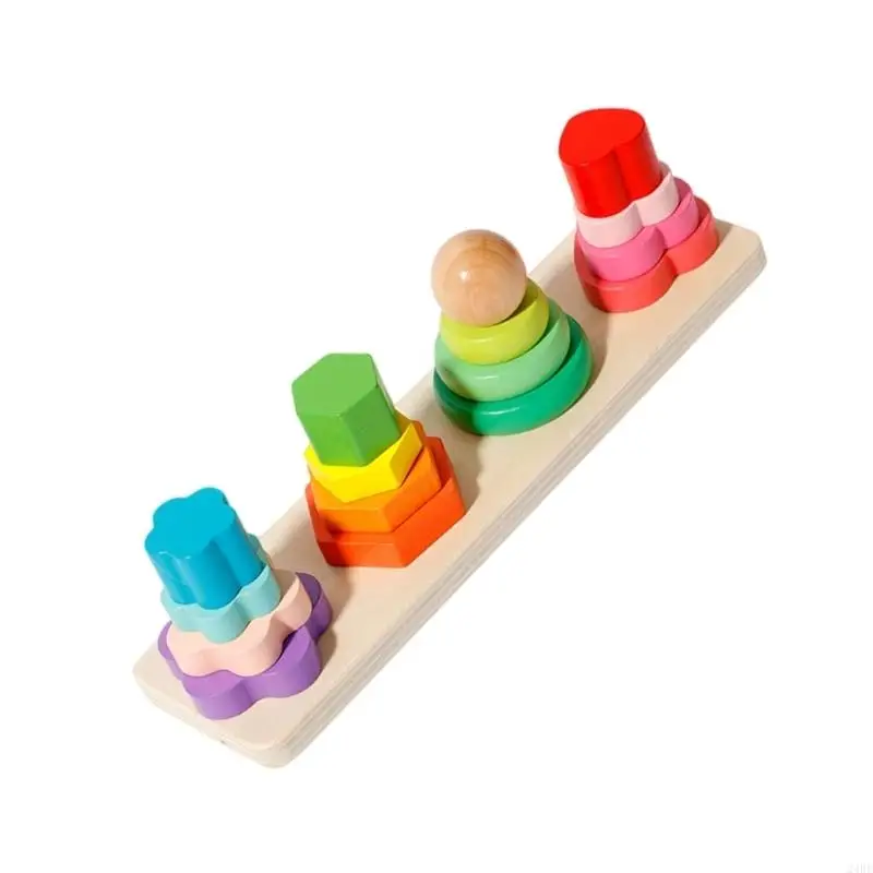 Giocattolo impilabile e sicuro con forma geometrica in legno, progettato per sicurezza dei bambini e il gioco educativo 24BE