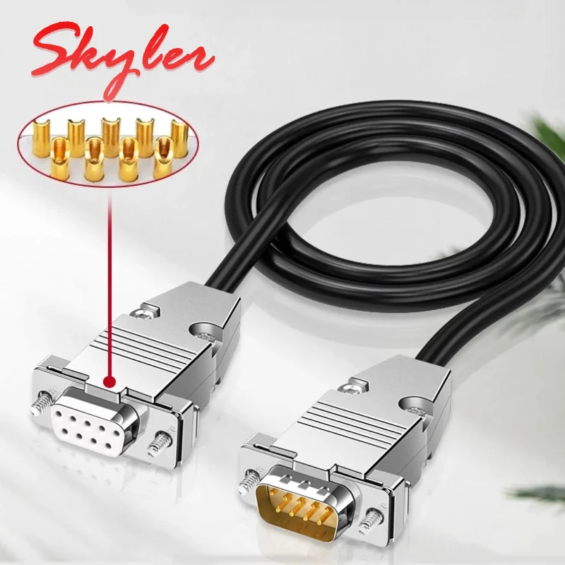 Câble d'extension industriel DB9 RS232 mâle vers femelle vers femelle, connecteur 9 broches, câble série COM blindé avec fiche métallique