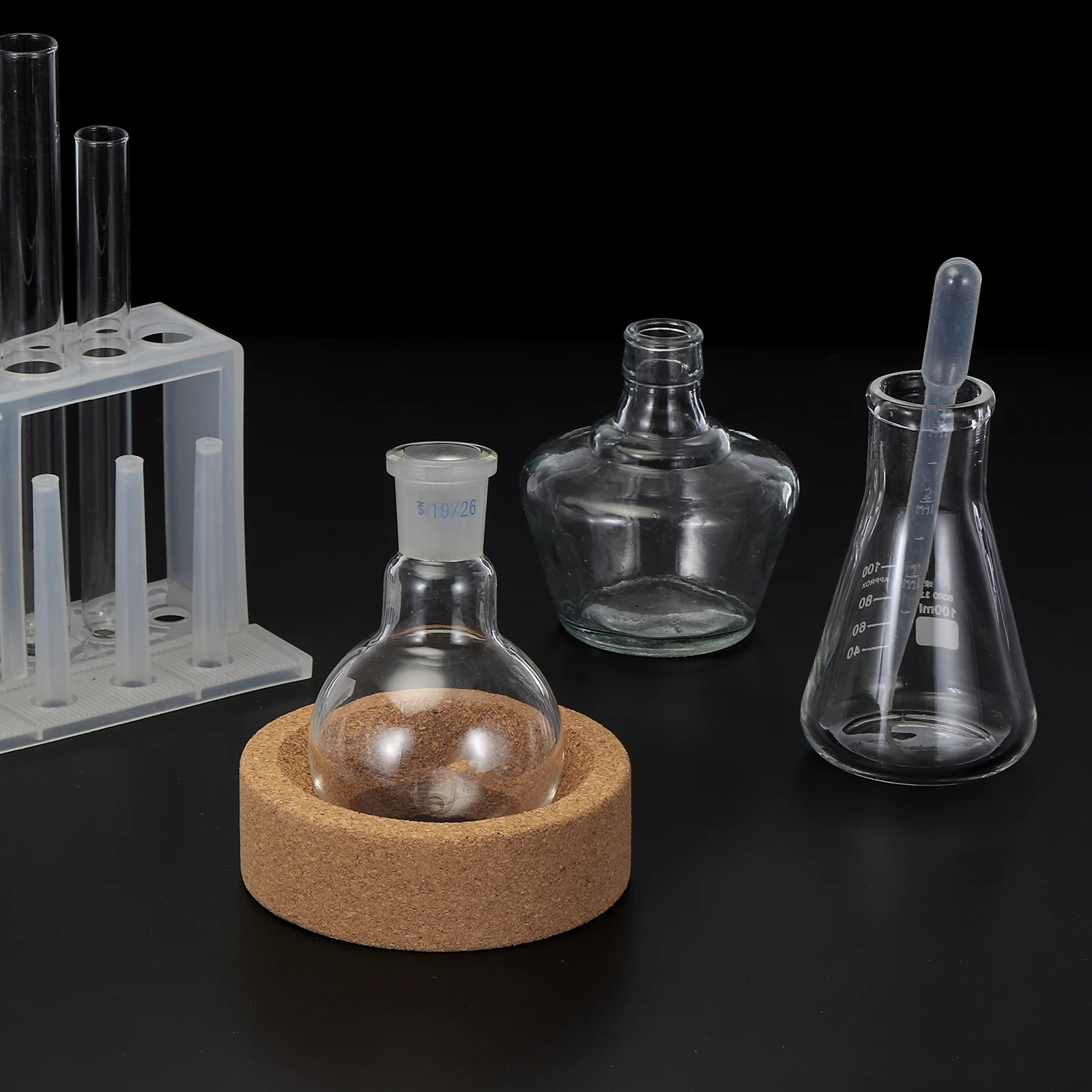 4Pcs Laboratory Flask Cork Stand Support Holder 80mm Diameter Round Bottom Holder for 50ml-250ml Flasks Flask Pad for Support