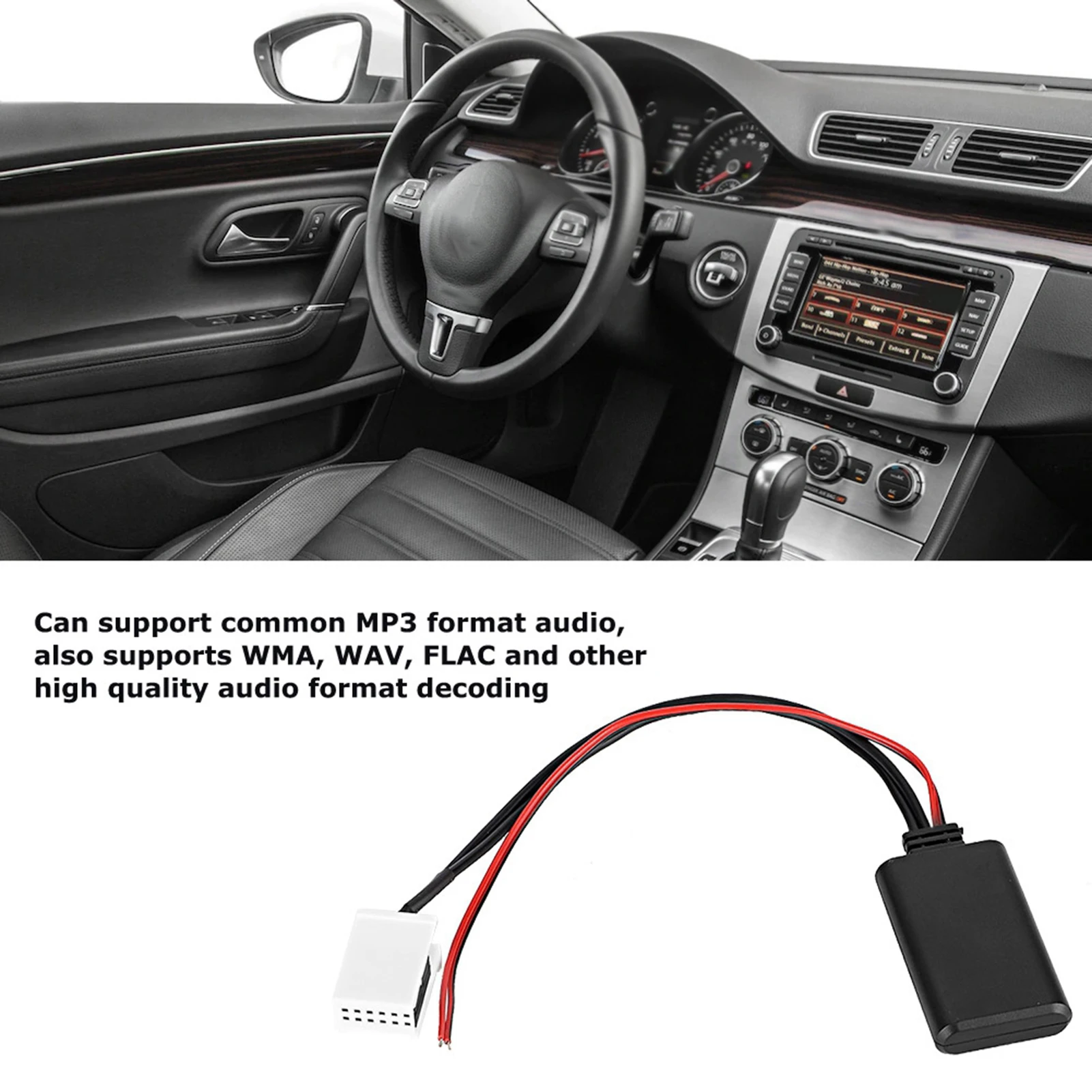 

12V 12-Pin Car Vehicle Bluetooth AUX Adapter Fit For MCD RNS 510 RCD 200 210 300 310 500 510