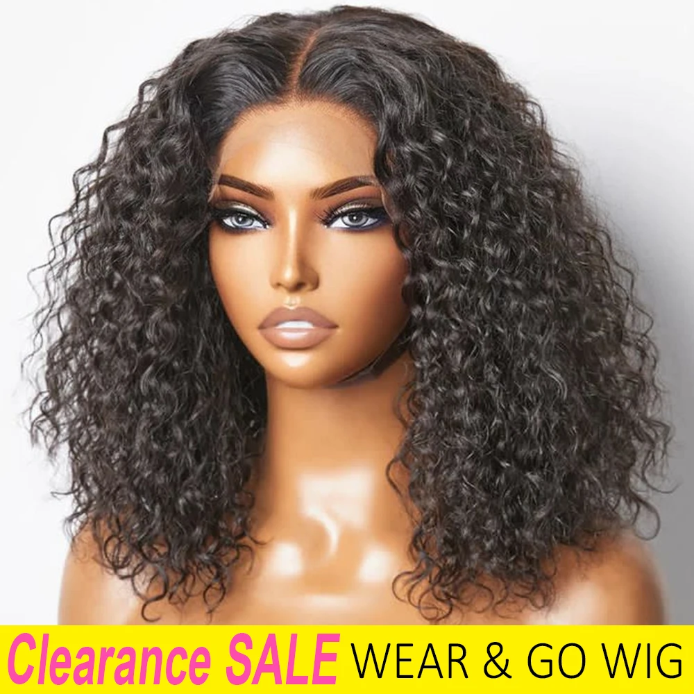 

Water Wave Glueless Bob Wig Human Hair Pre-Cut Lace Culry Wig Natural Wave Wear Go Glueless Black Human Hair Wigs For Women Wig