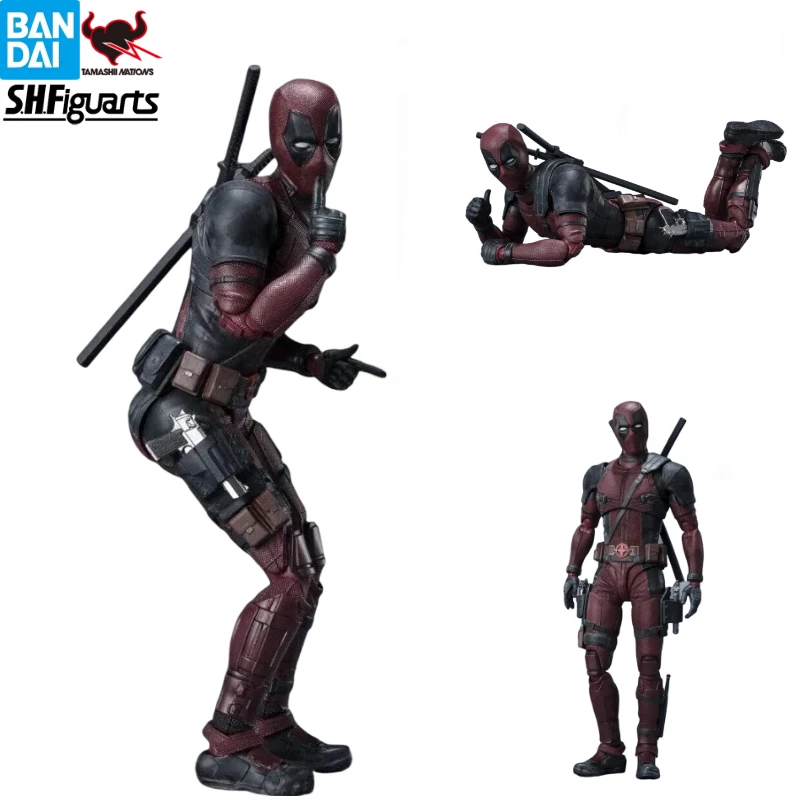 Figura de ação genuína Bandai Deadpool, S.H.Figuarts, Shf Deadpool 2, brinquedo colecionável Marvel, presente original para crianças em estoque