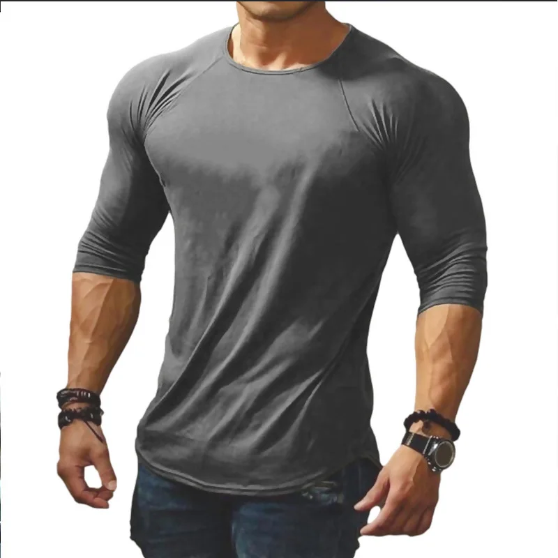 2023 Spring Summer Mens Fashion T Shirt Men Solid Color Slim Fit O-Neck Thin T Shirt Male Long Sleeve Top Tees Drop Shipping Xxl