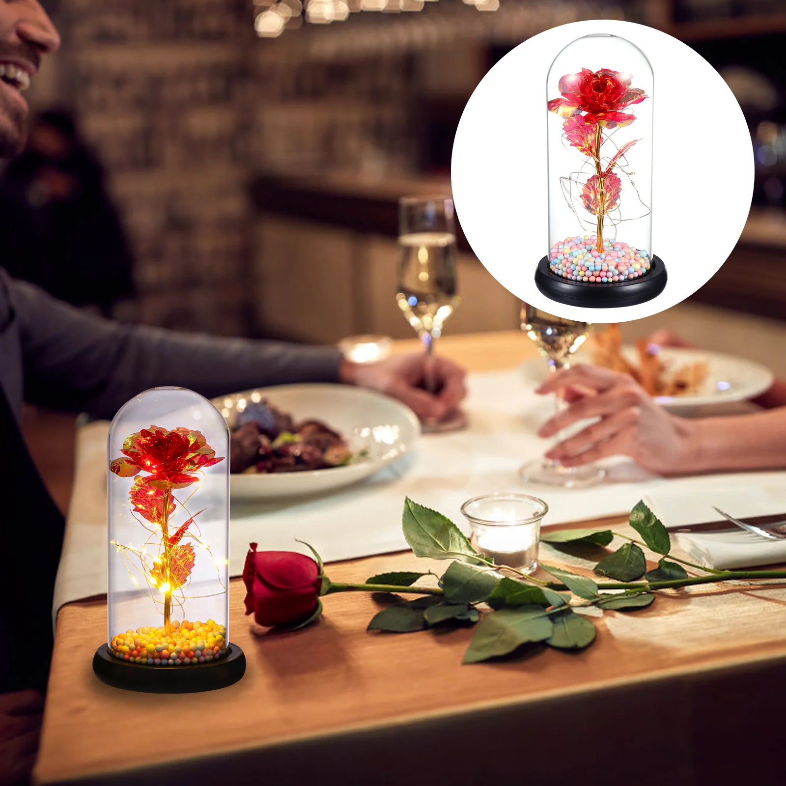 

Artificial Rose Lamp Light Valentine's Day Romantic Gift Atmosphere Night Wedding Decor