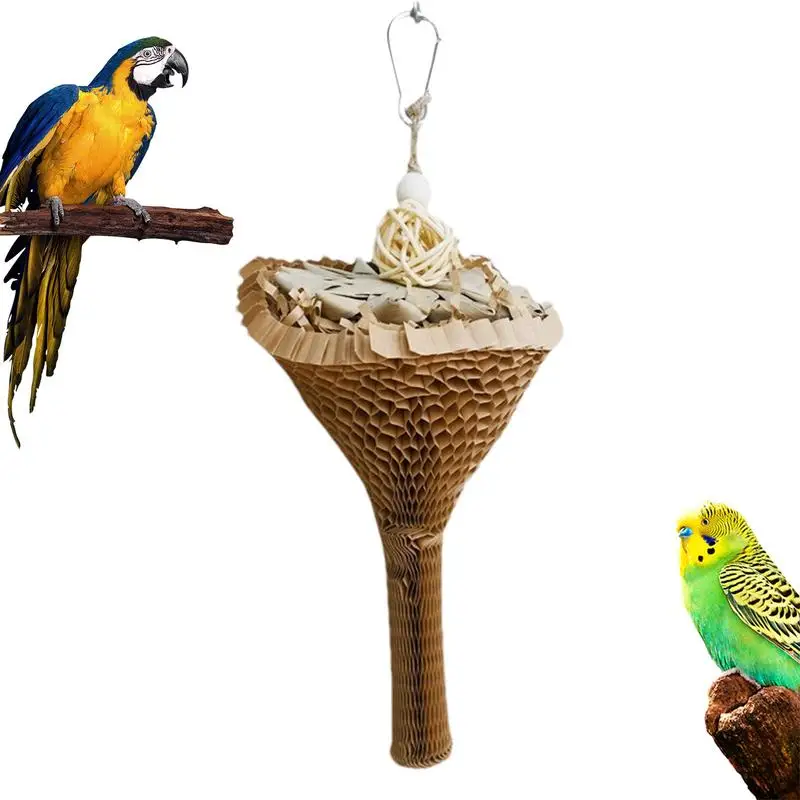 Foraging Shredder Toy Cone Design Bird Toys Parrot Toys Bird Parrot Toy With Hook Chewable Parrot Toys Cage Accessories For Rope