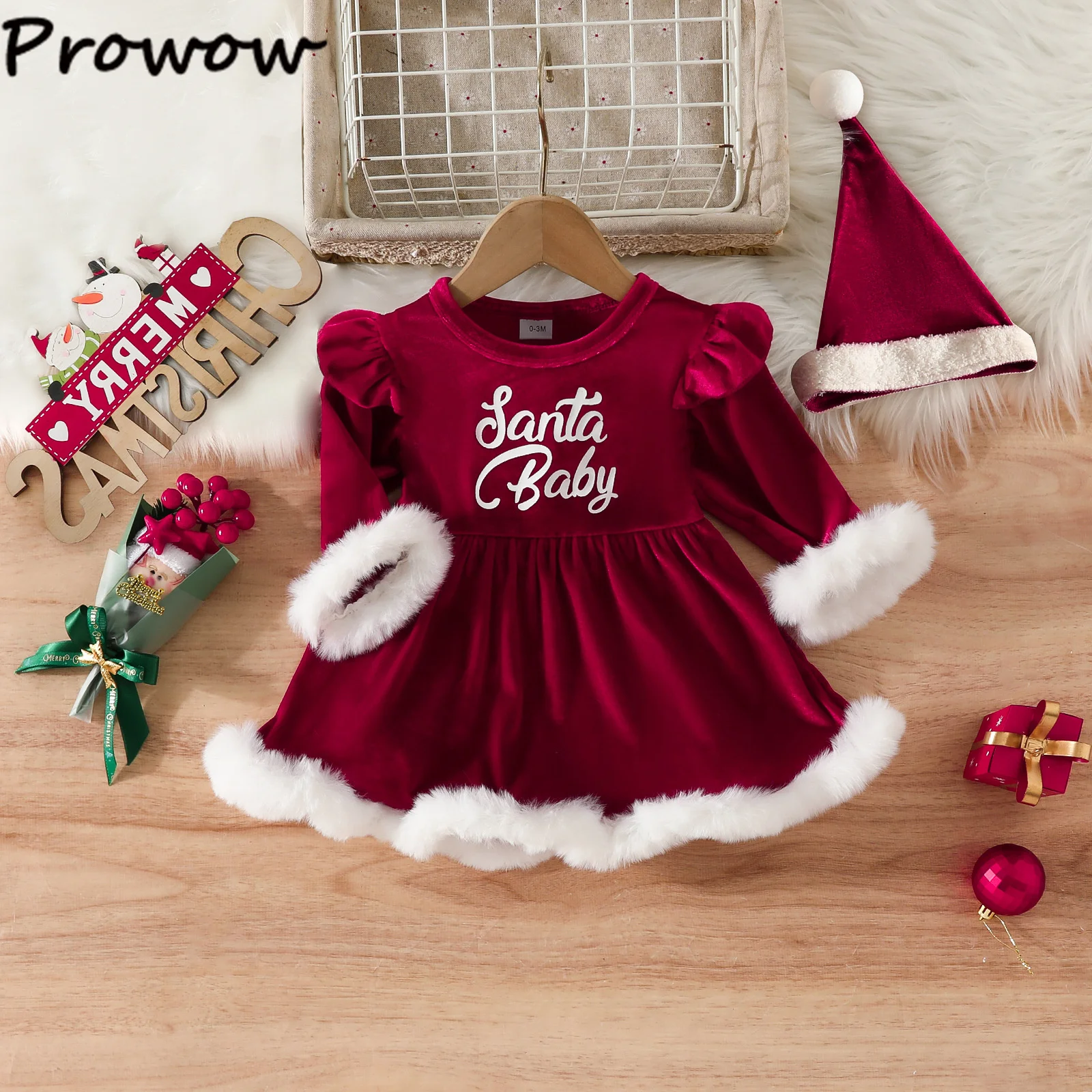 Baby-Neujahrskleider für Mädchen, Buchstabe „Weihnachtsmann-Baby“, Samt-Weihnachts-Bodykleid für Mädchen, Neugeborene, mein erstes Weihnachts-Babykostüm