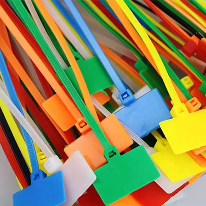 100Pcs Colorful Nylon Cable Ties Plastic Label Strapping Tape Easy Mark Tag Labels Self-locking Zip Ties Mesh Wire Marker Tools