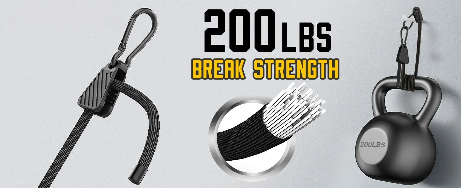 1-6 Stück Verstellbare Spanngurte mit Haken 7-48 Zoll Hochbelastbare Elastische Befestigungsgurte für Fracht Camping Fahrradträger Zelt – Detail 3