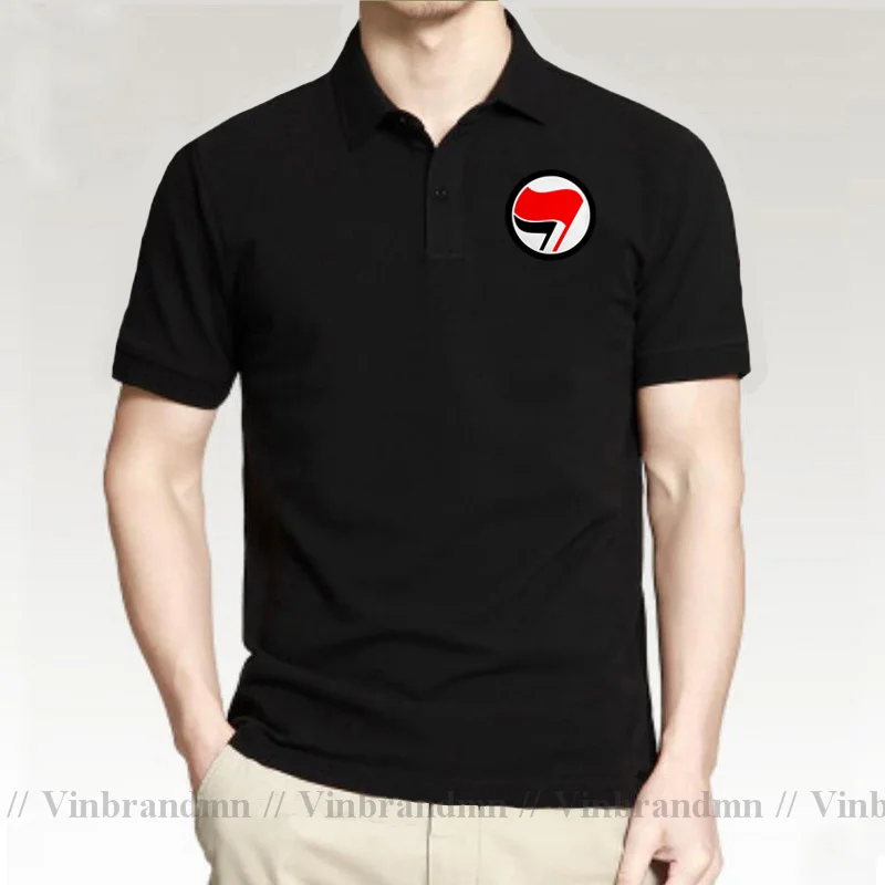 ANTIFA Antifascist Anarchy Anarchist Polo Shirts Peace Flag 3D Symbol Short Sleeve Polo Shirt Fashion Printed Tees Men's T-shirt