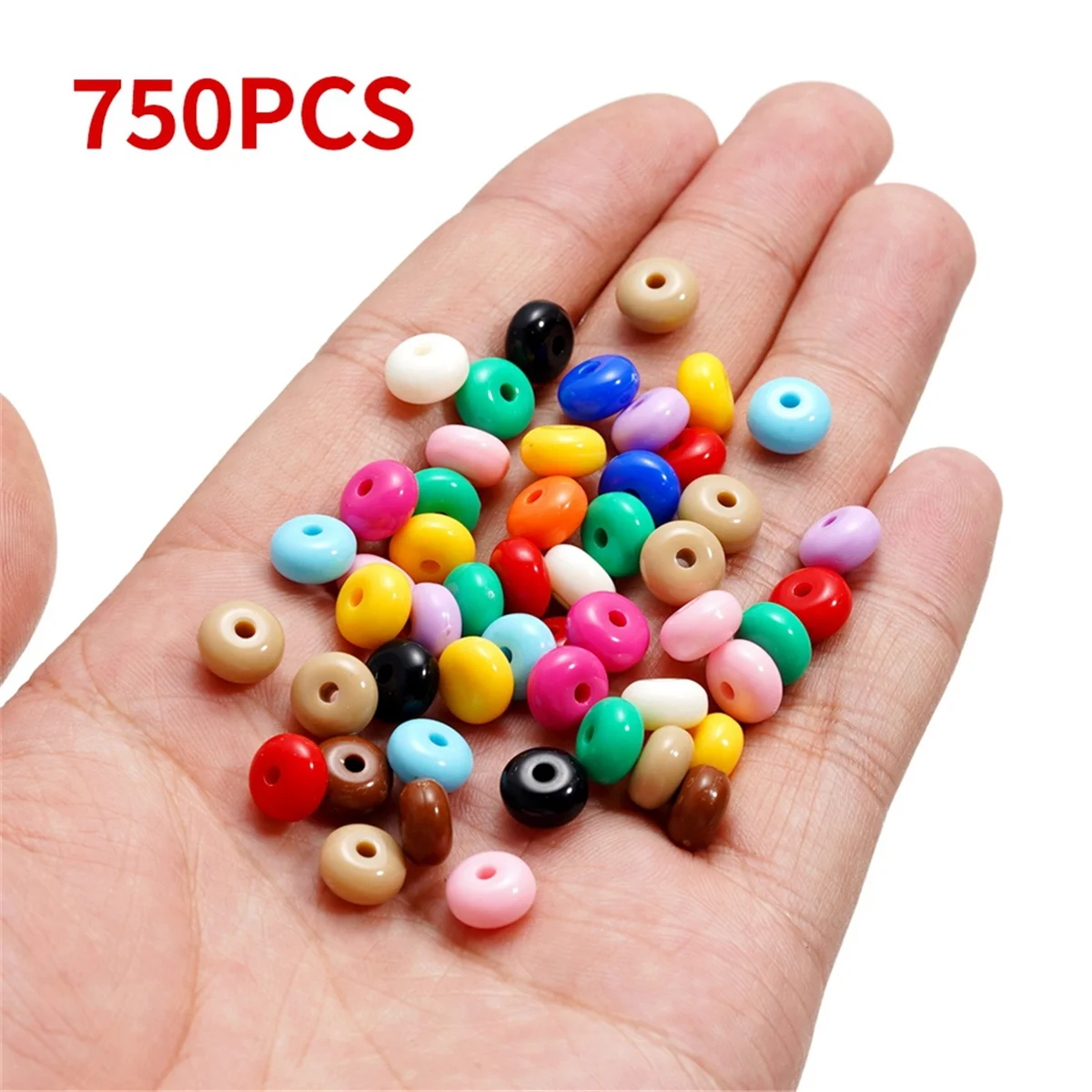 HHTL 750pcs Colorful Acrylic Flat Beads for DIY Jewelry Making - 4.5x8mm/Aperture 2mm