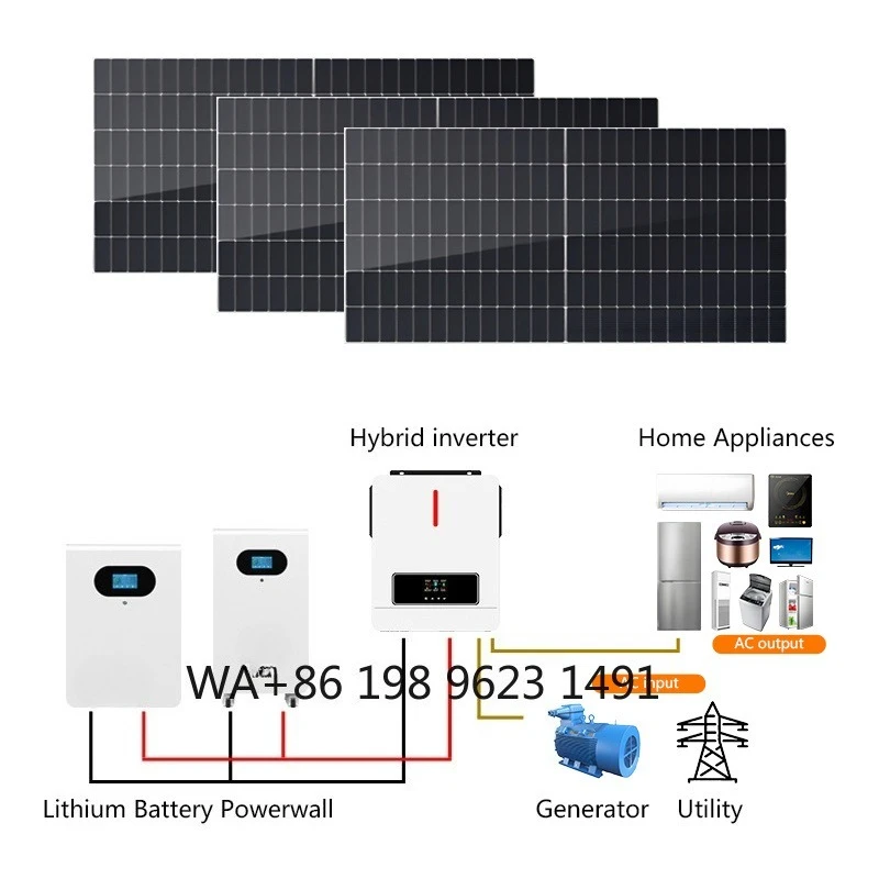 5KW-30KW Complete Hybrid Grid Solar Energy System Monocrystalline Panel MPPT Lithium Ion