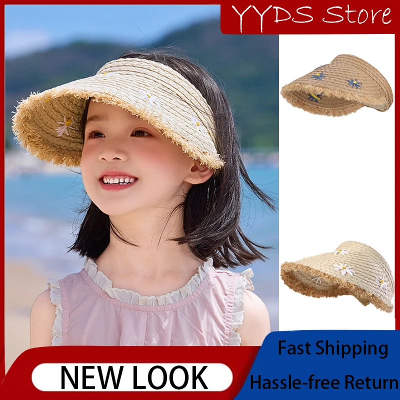 

Parents-child Daisy Large Brim Sunshade Straw Hats for Women Summer UV Protect Sun Protection Seaside Vacation Straw Sun Caps