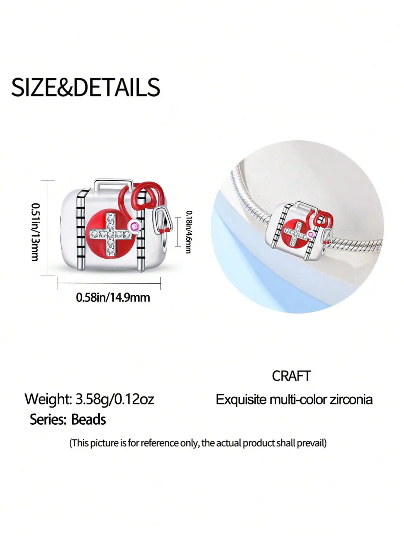 سحر بلاتا الحب ممرضة الإسعافات الأولية الخرز ل سحر 925 الأصلي خرز سوار صنع المجوهرات هدية المرأة #2