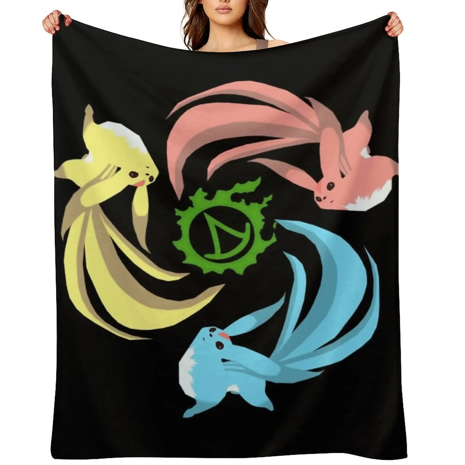 

FFXIV Summoner - Carbuncles Throw Blanket Thermal Tourist Winter beds Flannel Fabric Blankets