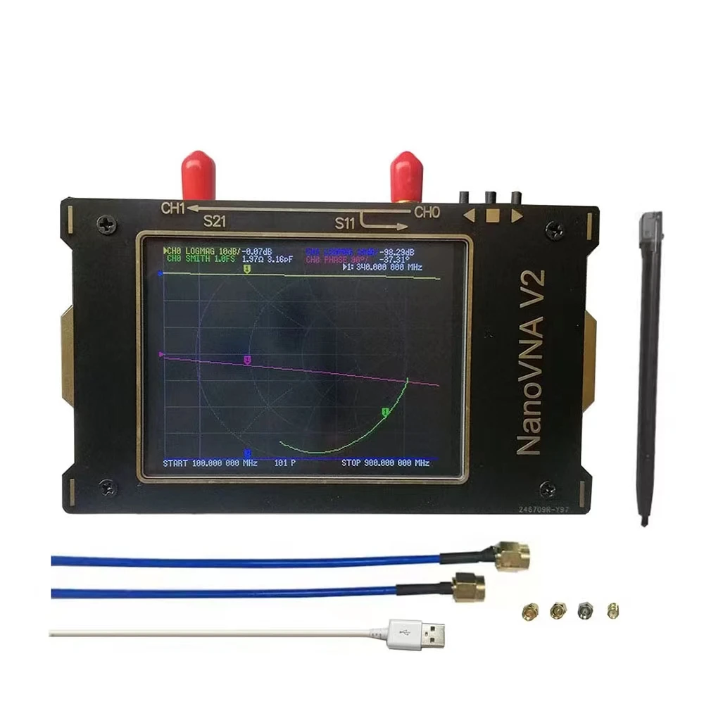 NanoVNA V2 3.2 Inch 50kHz ~ 3GHz IPS LCD Display Vector Network Analyzer Antenna Analyzer Short Wave HF VHF UHF RF Demo Kit DIY