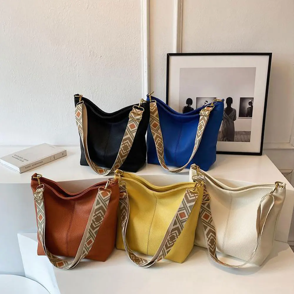 Women's Fashionable Solid Color Tote Bag, Casual Versatile Zipper Shoulder Bag for Daily Used, Trendy All-match Commuter Bag