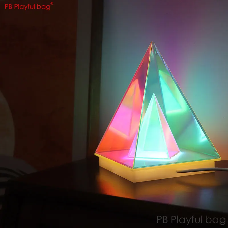 Colorful geometric pyramid table lamp Bedroom triangle ornaments LED Pyramid model Atmosphere decoration toys Y106