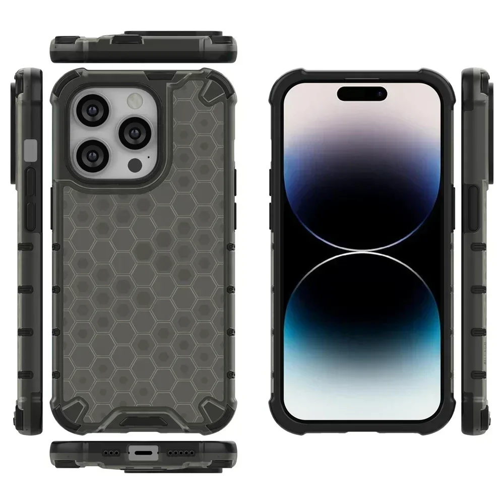 

Прозрачный противоударный чехол с сотовой структурой для IPhone 15 Pro Max 14 Plus 13 12 11 Pro Max Mini Plus XS X XR 7 8 SE 4G