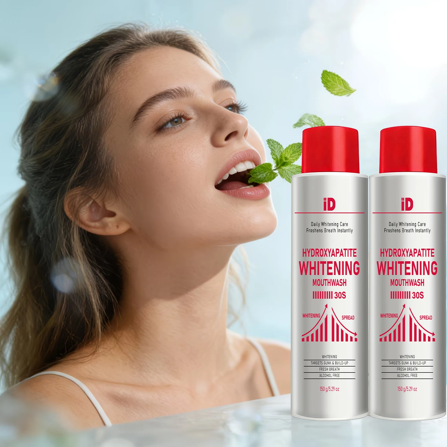 Bain de bouche blanchissant à l'hydroxyapatite 30S – Haleine fraîche, cible l'accumulation de saleté, sans alcool, soin portable 150g