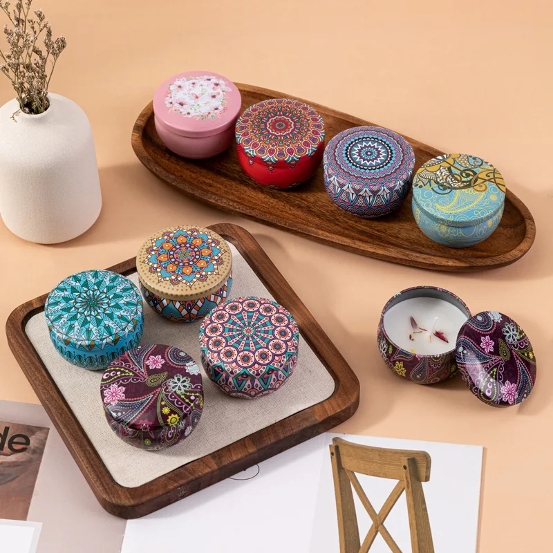 4Pcs/Box Couples Romantic Fragrance Candle Jar - Scented Long Lasting Smokeless Soy Candles, Crystal Stone Dried Flower