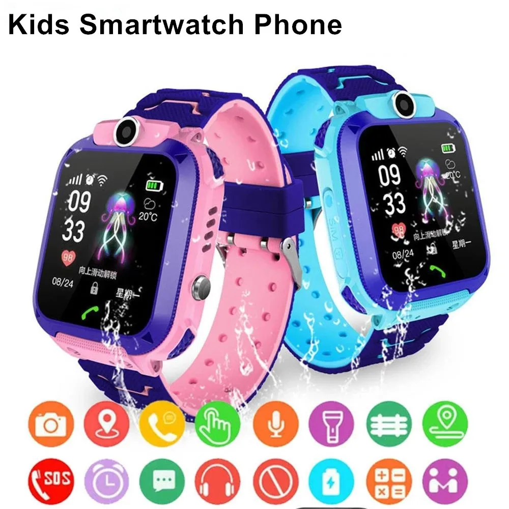 Kids Smart Watch Voice Call SOS Location Tracker Camera IP67 Waterproof Sim Card Children Smartwatch Holiday Gifts For Boy Girl