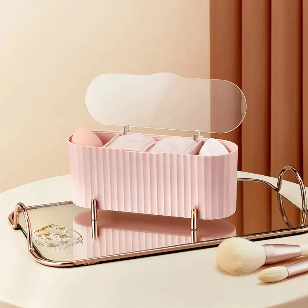 Kosmetische Aufbewahrung sbox Watte pad Tupfer halter Entferner Papier Make-up-Box mit Deckel staub dicht Desktop Beauty Ei Lippenstift Organizer