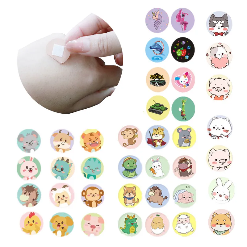 120pcs/set Cartoon Round Band Aid Injection Wound Dressing Plaster Kawaii Skin Patch Waterproof Adhesive Bandages  Strips