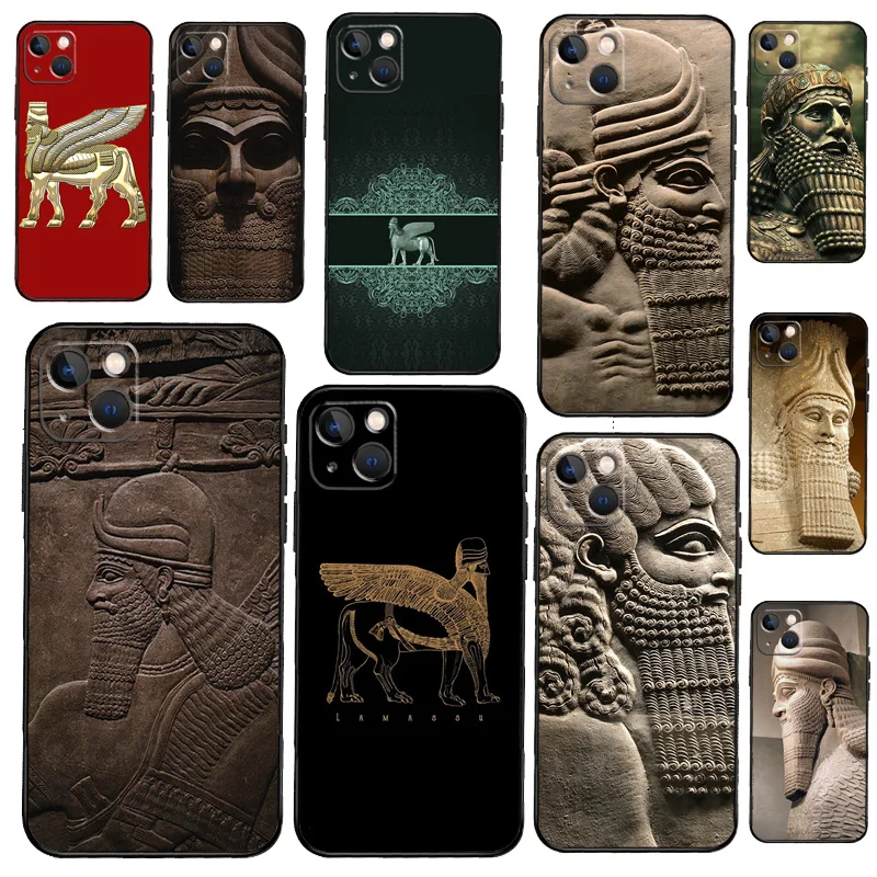 Assyrian Lamassu Winged Bull Phone Case For iPhone 15 14 16 Pro Max 11 12 13 Pro Max Mini XR 16e 16 15 Plus Cover Coque