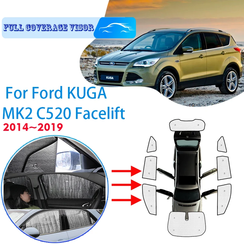 

Full Covers Sunshades For Ford KUGA MK2 C520 2014~2019 2016 2018 Car Accessories Sun Protection Windshields Side Window Visor