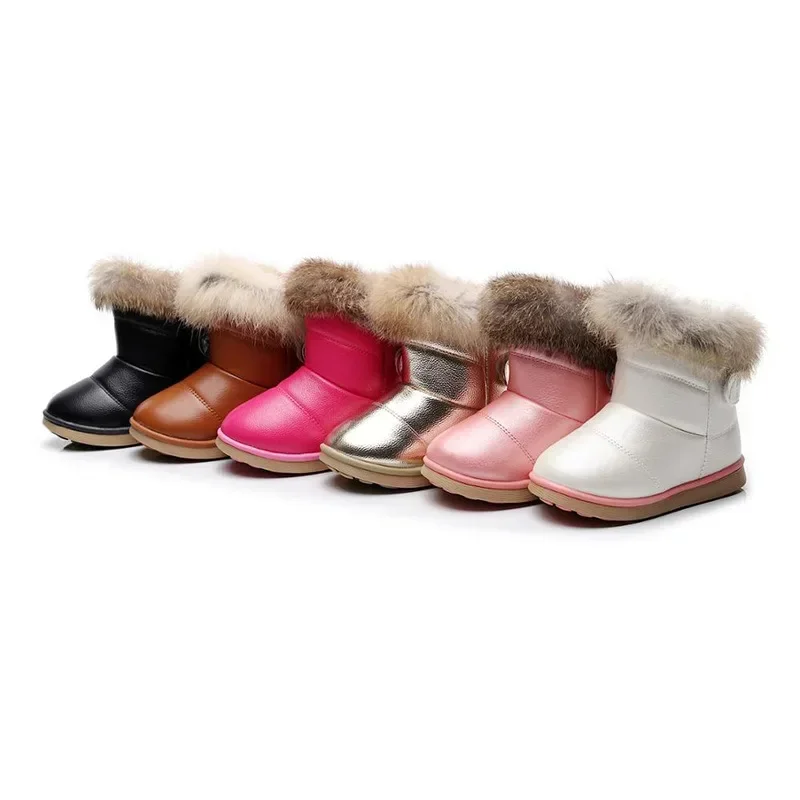 New Children Princess Shoes Winter Girls Fuzzy Snow Cotton Boots Kids Soft Bottom Non Slip High Top Casual Outdoor Warm Boots