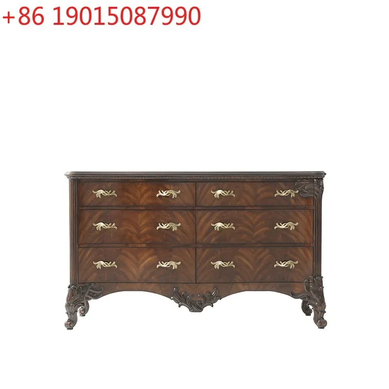 British Alexandria copper six chest cabinet neoclassical solid wood carving flower dining side cabinet European style villa