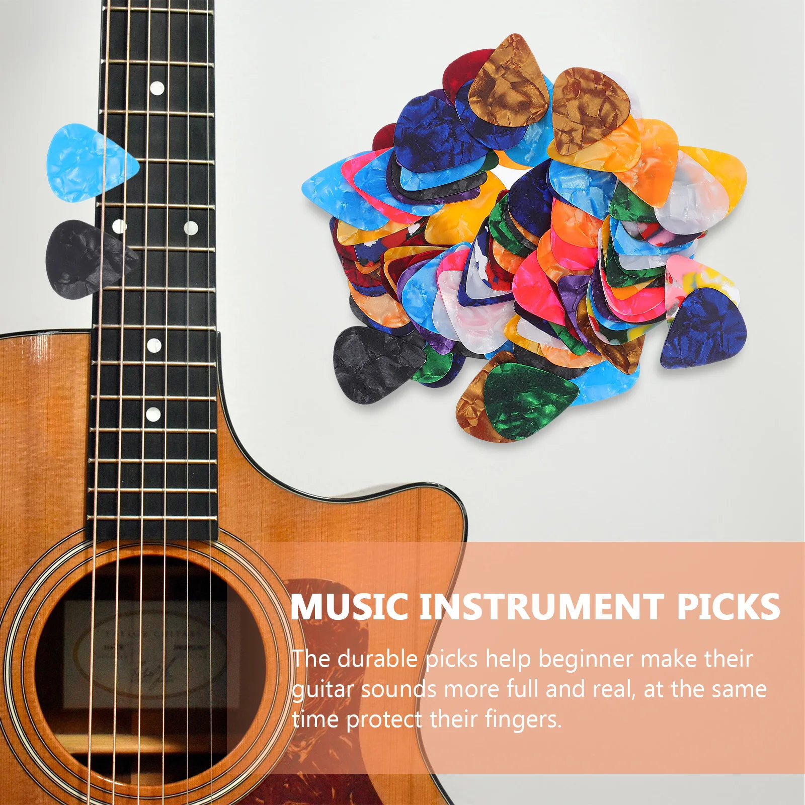 

100pcs Guitar Picks Frosted Plastic Durable Wide Design For Electric Acoustic Bass Guitar Beginners Music Instrument Picks