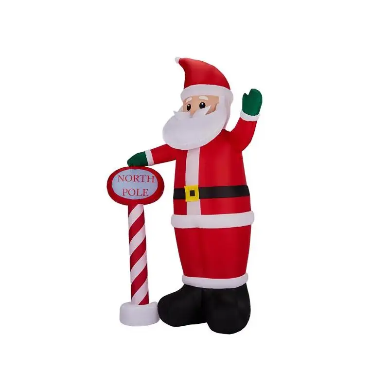 

8.2FT Inflatable Christmas Santa Decoration with North Pole Sign, Lighted Holiday Yard Decor with Built-in LED Lights for