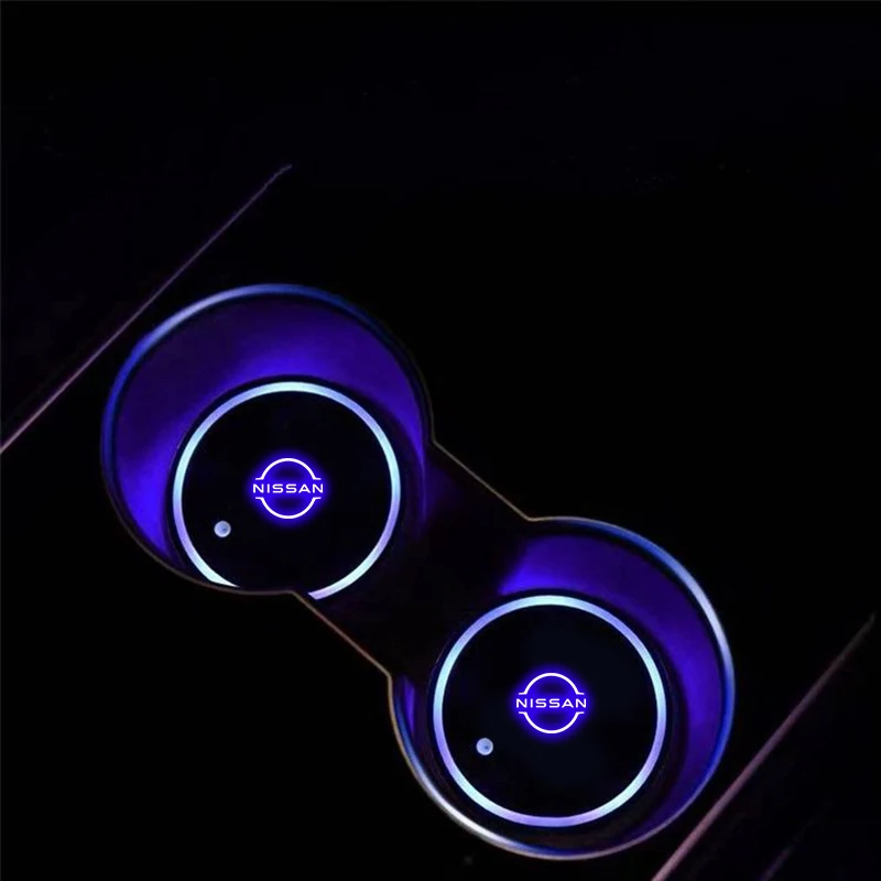 Auto LED Water Cup Mat Bekerhouder Voor Nissan Nismo Qashqai Juke X-Trail Patrol Note Leaf Altima maxima Micra Murano Rogue Teana