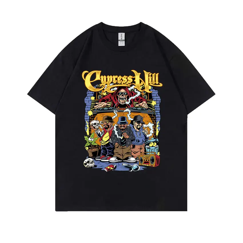 

Hot Sale Rapper Cypress Hill T Shirts Skeleton Graphic T-shirt Men Women Hip Hop Cartoon Retro Tshirt Male Fashion Trend Tees
