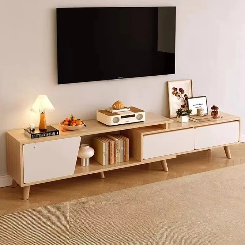 Minimalist Modern TV Cabinet with Storage Shelves, Multi-scene TV Table, Living Room Home Furniture