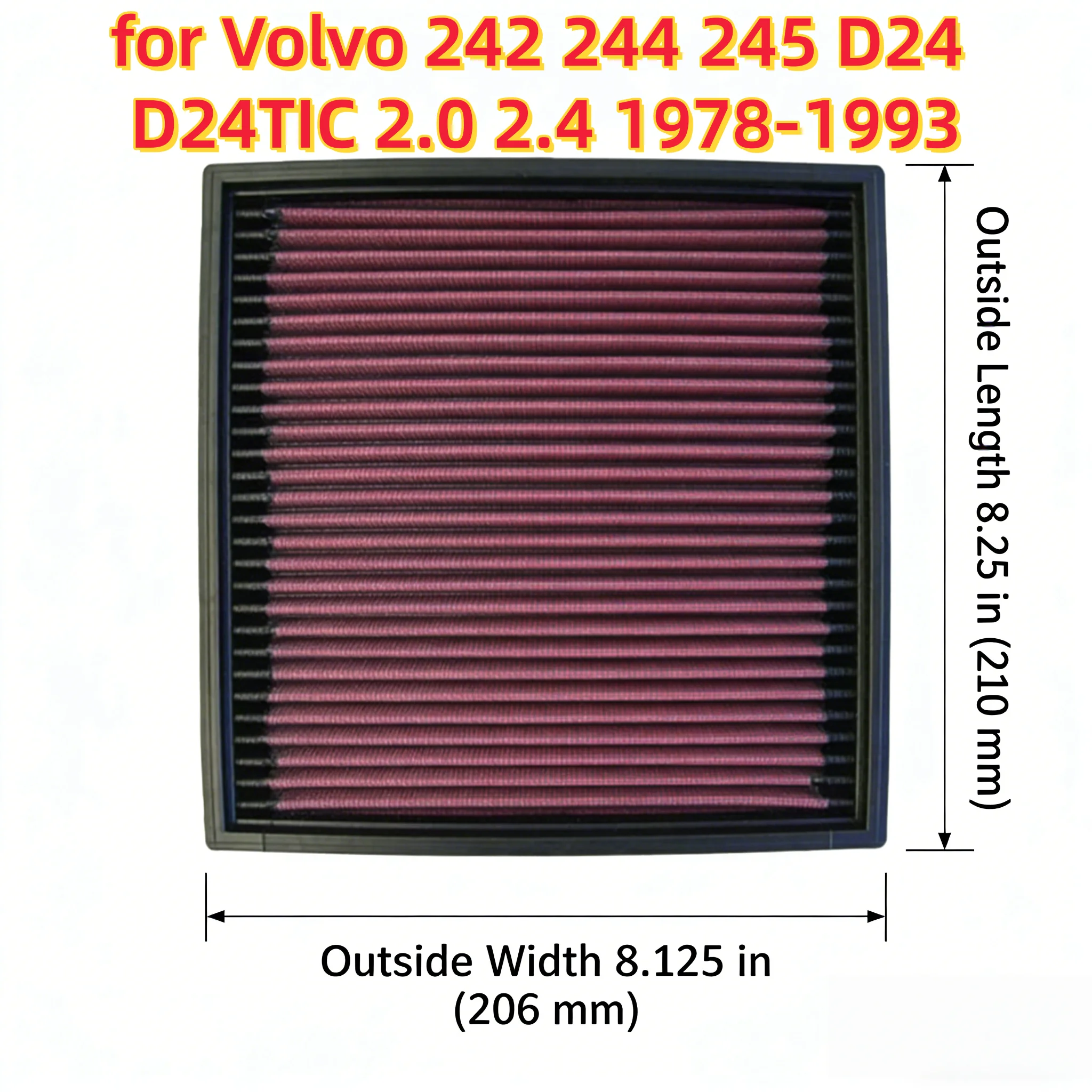 

Высокопроизводительный моющийся спортивный воздушный фильтр для Volvo 242 244 245 D24 D24TIC 2.0 2.4 1978-1993 33-2003 OEM 1257305 04E129620